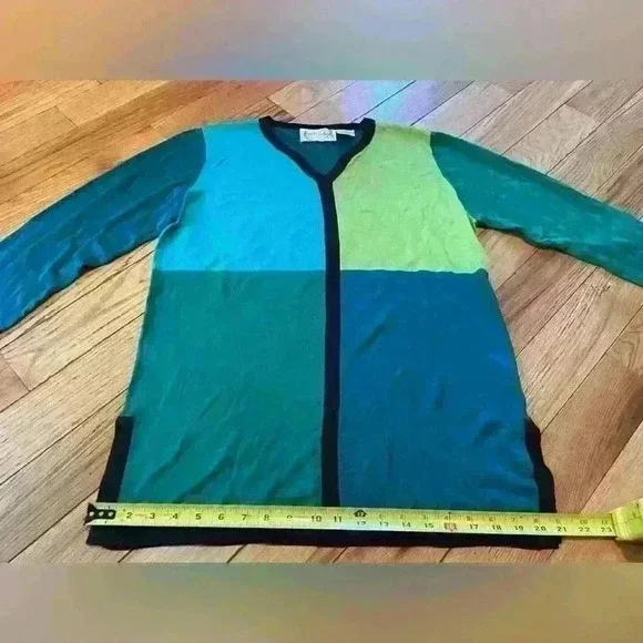 Diane Von Furstenberg Silk Assets Vneck Colorblock Sweater Womens Sz M 100% Silk - Picture 11 of 13